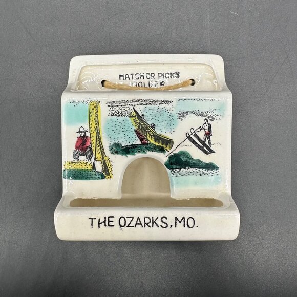 Vintage Match Toothpick Holder Ozarks Missouri Souvenir Mid Century Kitsch - Picture 2 of 8